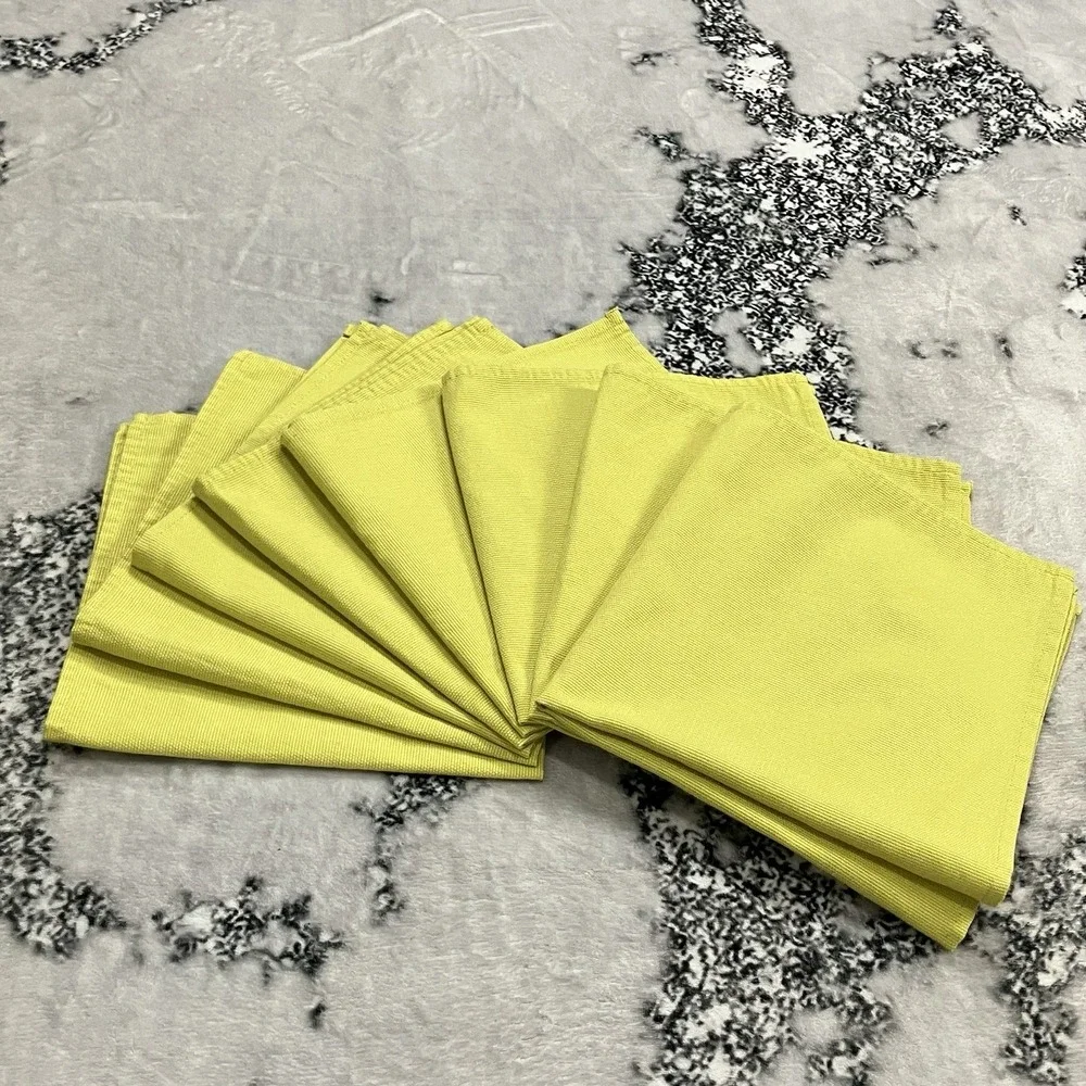 Bodrum Turkey Lime Green Cloth Dinner Napkins Set of 8 Cotton Blend Table